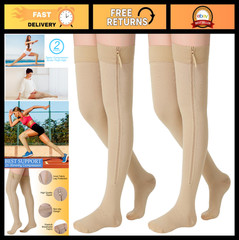2 Pairs Thigh High Compression Socks 20-30 mmHg Closed Toe Support Stockings – X