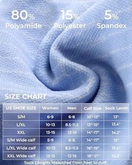 4 Pairs Compression Socks for Women & Men, Large-X-Large Black+grey+blue+white