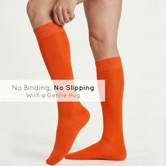 Knee High Socks for Women Men Combed Cotton Seamless Toe Tall Long 8-11 Orange