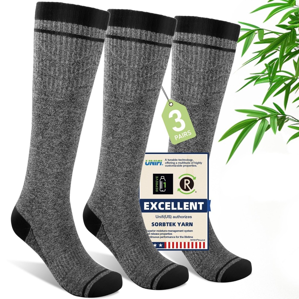 Iambamboo Mens Compression Socks for Large-X-Large, I5-3pairs (Light Gray)