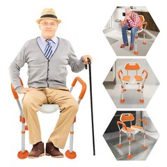 Shower Chair, Height Adjustable Shower Chair with Backrest, Armrests, Bath Chair