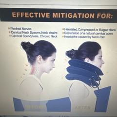Adjustable Inflatable Cervical Neck Brace Dark Blue Flocking Latex Pain Relief