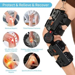Adjustable Hinged Knee Brace Black Quick Release Buckles Angle Adjustable