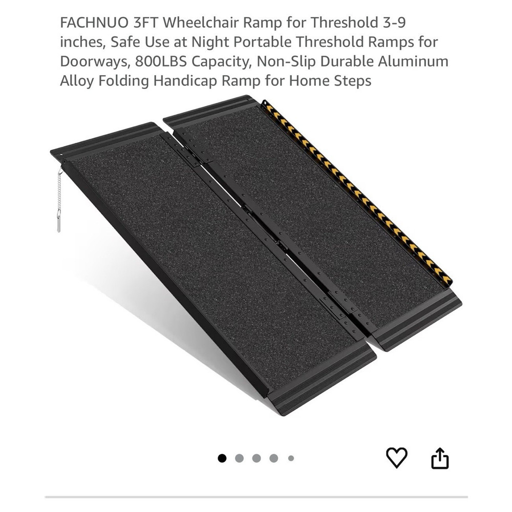 FACHNUO 3 ft Threshold Ramp Bi-Fold Anti-Slip Reflective 800 lb Black