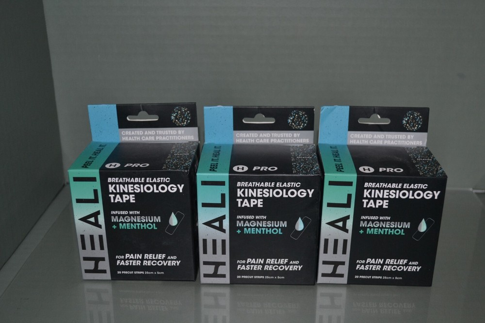 (3) Kinesiology Tape Infused With Magnesium And Menthol, Blue Splatter Strips