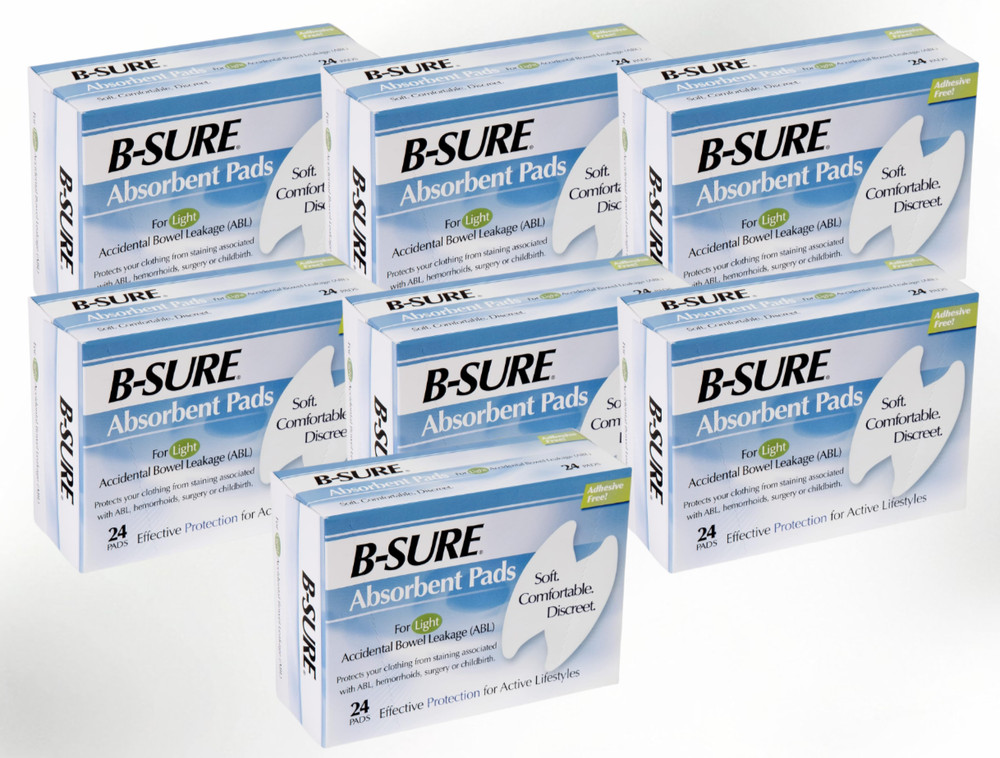7 pack B-Sure Anal Leakage Pads Box of 24 Pads – Incontinence aid pads