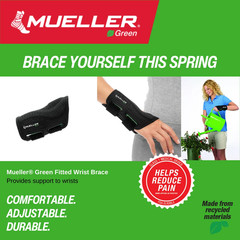 Green Fitted Wrist Brace, Right Hand, Unisex, One Size Fits Most, Black