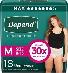 Disposable Incontinence Underwear for Women – 18 Count, Medium, Water Resistant