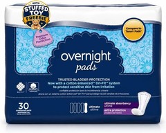 Equate Women’s Period Overnight Day Cotton Pad (30 Count) with Stuffed Toy
