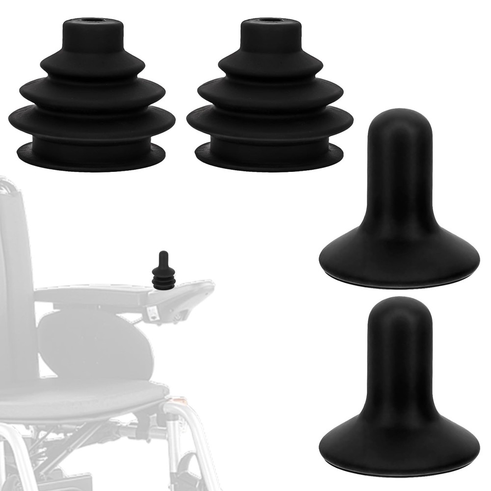 2 Sets Controller Knob and Gaiter for Electric Wheelchair, Universal Black