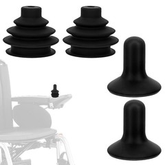2 Sets Controller Knob and Gaiter for Electric Wheelchair, Universal Black