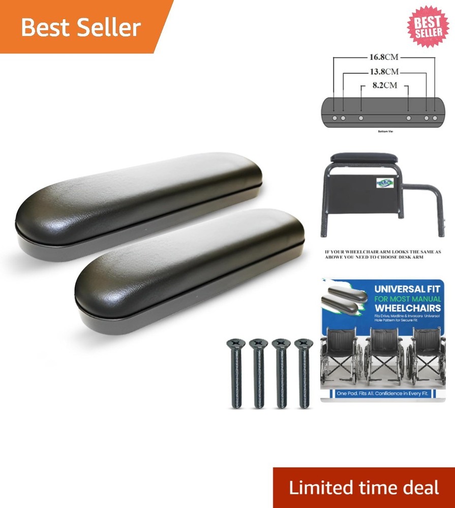 Stylish and Comfortable Black Vinyl 10″ Wheelchair Armrests – Easy DIY Upgrade