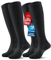 PULIOU Cooling Compression Socks for Women Men, 20-30 mmHg Small-Medium Black