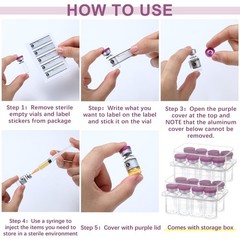 Threlaco 20 Pcs 2ml Sealed Sterile Empty Vials with Self Healing Injection Po…