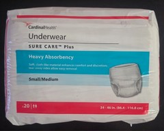 CardinalHealth SureCare Plus Heavy Absorbency Underwear Small/Medium Pack of 20