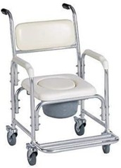 Shower Bedside Commode Chair Padded Seat With Wheels by , Medical Commode Toi…
