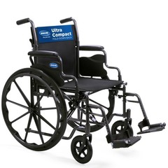 Invacare Folding Wheelchair with 18″ Seat, Removable Arms, Footrests – Black