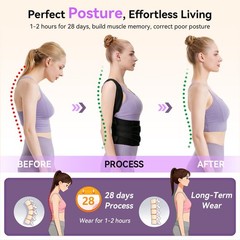 Posture Corrector for Women and Men, Adjustable Back M (Waist 30″-33″), Black