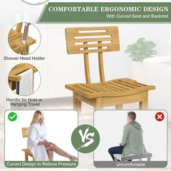 Deluxe Bamboo Shower Bench for Inside Shower Bathroom Bench Stool with Storage