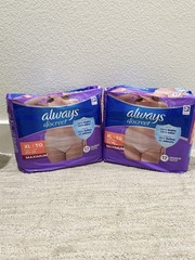 ALWAYS 2 Packages Discreet Incontinence Underwear for Women XL, 17 Counts each.