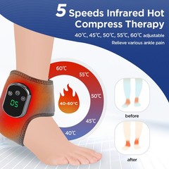Electric Foot Ankle Massager Relieve Ankle Pain 5 Heat Levels, 3 Vibration Modes