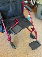 Lightweight Transport Wheelchair – Red