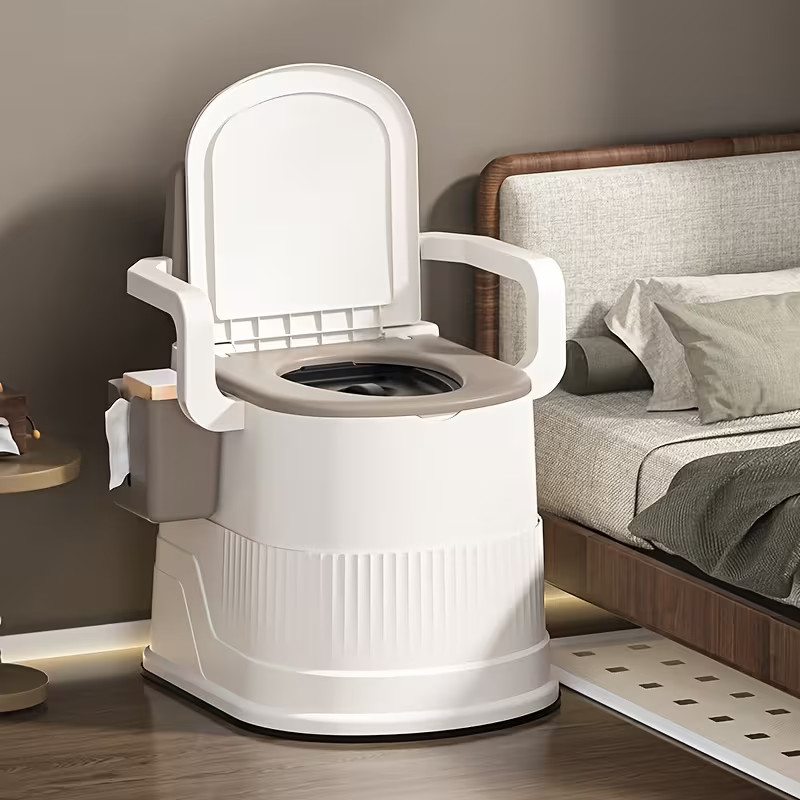 Bedside Commode Portable Toilet for Adults with Arms for Elderly and Disabled