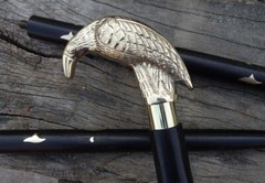 vintage chrome silver elephant head handle black wooden walking stick designer