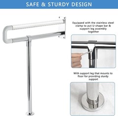 Sturdy Toilet Grab Bar 23.6 Inch Anti Slip Handicap Grab Bar Wall to Floor