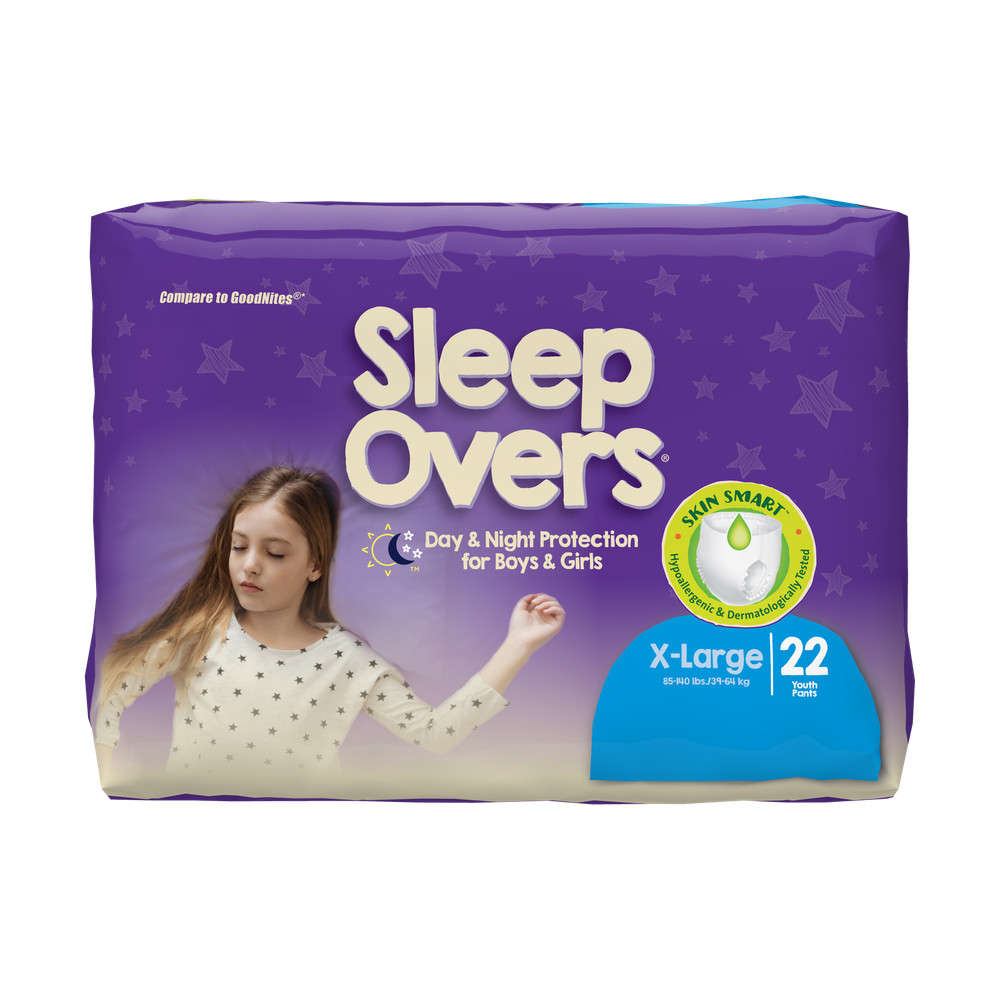 SleepOvers X-Large, 85 â€“ 140 lbs, 4 Packs of 22 (88 Total)