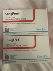 50 Ct DermaRite 00237 Sting Free Liquid Skin Prep & Shield Pads Exp. 2028 NIB