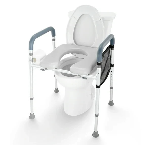Raised Toilet Seat 7-Position Height Adjustment 19.3 – 25.2 In. 350 Lbs. Weight