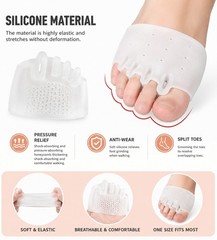 1 Pair Women’s Silicone Gel Metatarsal Pads Five-Hole Honeycomb Forefoot Cushion