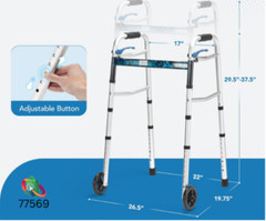 HEALTHLINE 2 Wheel Walker for Seniors & Adults – Deluxe Lightweight Foldable Wal