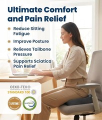 Everlasting Comfort Memory Foam Seat Cushion – Sciatica Tailbone Pain Relief