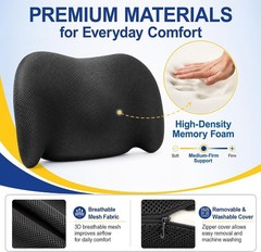 Memory Foam Seat Cushion W/Lumbar Support Pillow For Back & Sciatica Pain Relief