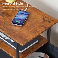 Hoobro End Table Charging Station Narrow Side Table Nightstand 2 Non-Woven