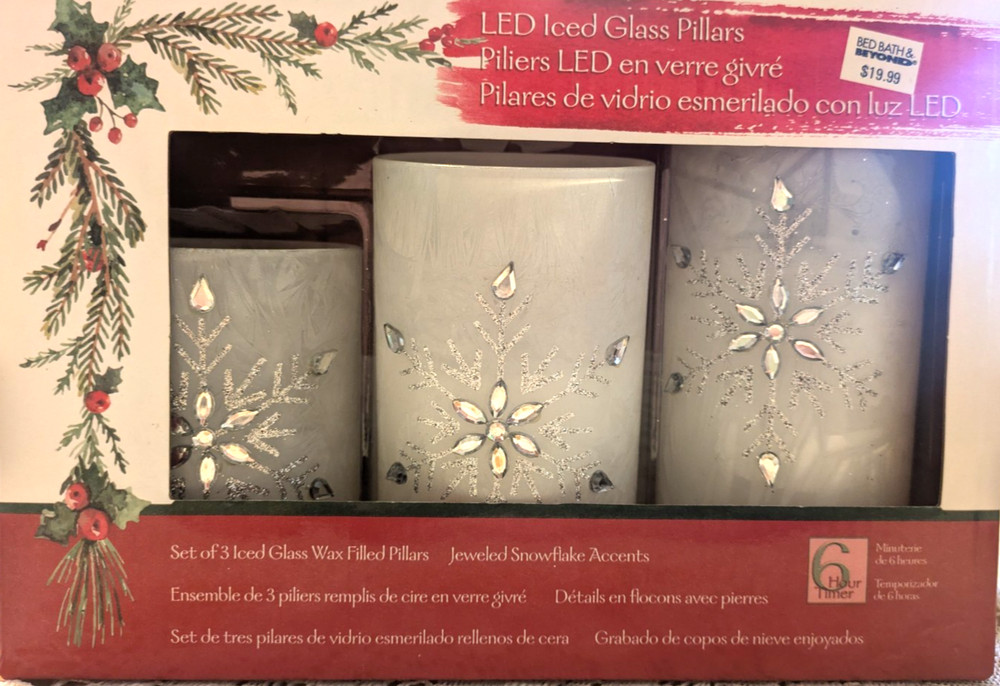 bed bath& beyond LED iced glass pillars