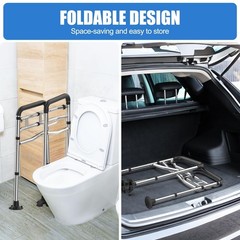 Toilet Safety Rails, Stainless Steel Adjustable Toilet Frame with Soft Handle…