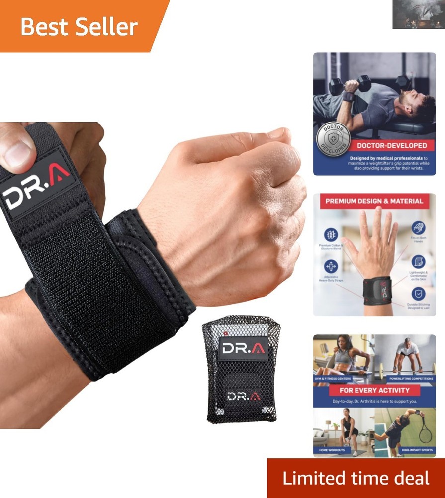 Adjustable Black Wrist Support Brace with Exercise Tips for Enhanced Strength