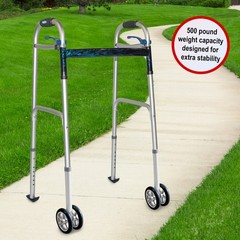 Heavy Duty Bariatric 5″ Walker Wheel Kit with Universal Flexfit Universal Ski Gl