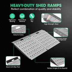 2PCS Heavy Duty 800LB Load Shed Ramp 29″x48″ Non-Slip Plate for Mower/ATV Silver