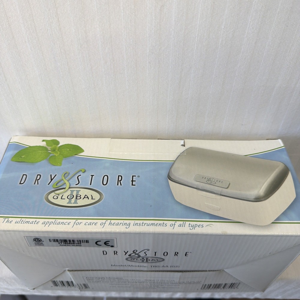Dry & Store Global II Hearing Aid Conditioner Dryer DryBrik Box Cord NIB TRG-AA
