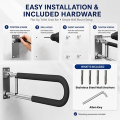 23.6″ Toilet Safety Grab Bar Rail for Seniors Elderly Handicap Support