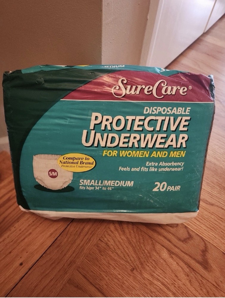 Sure Care Disposable Protective Underwear Small/Medium Fits 34″ to 46″ 20 Pair