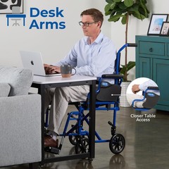 Invacare Transport Wheelchair w/19″ Seat, Removable Arms, Steel Frame – Blue