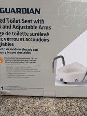 Guardian Elevated Toilet Seat 5 in w/ Adjustable Arms, 400 lb White/Gray