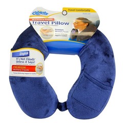 Cloudz Memory Foam Travel Neck Pillow with 12.6″ L x 4.33″ H x 12.25″ W, Blue