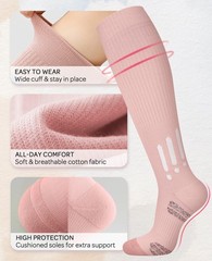 Thick Cotton Compression Socks for 15-20mmHg Cute Knee High Socks for Running…