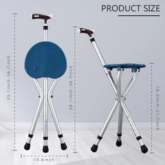 Hold 440 Lbs Folding Canes with Seat Walking Stick Height Adjustment Cane Seat C